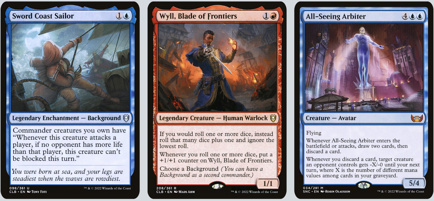 MTG Magic the Gathering Commander Deck - Wyll, Blade of Frontiers (Würfel, Background)
