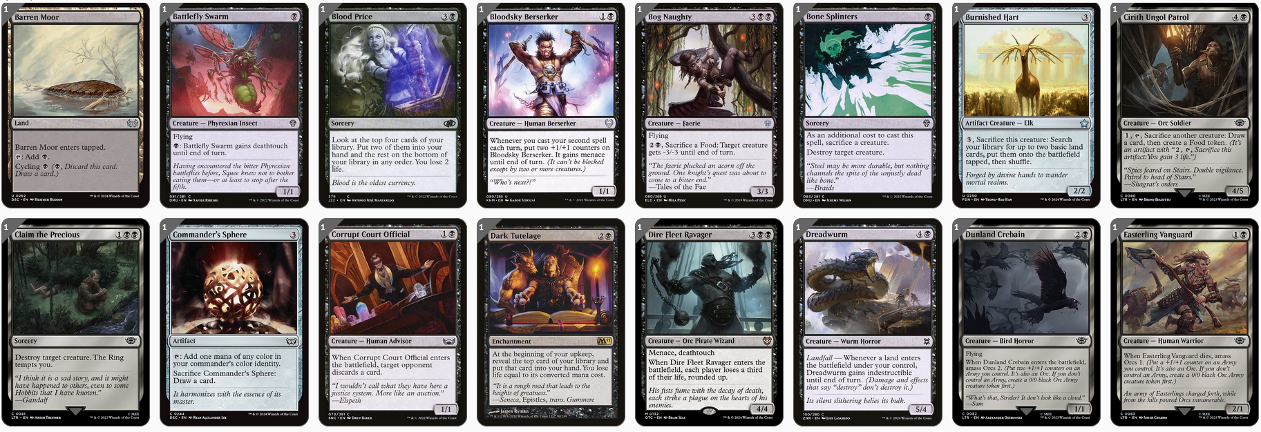 MTG Magic the Gathering Commander Deck - Mirri the Cursed (Mono Black)
