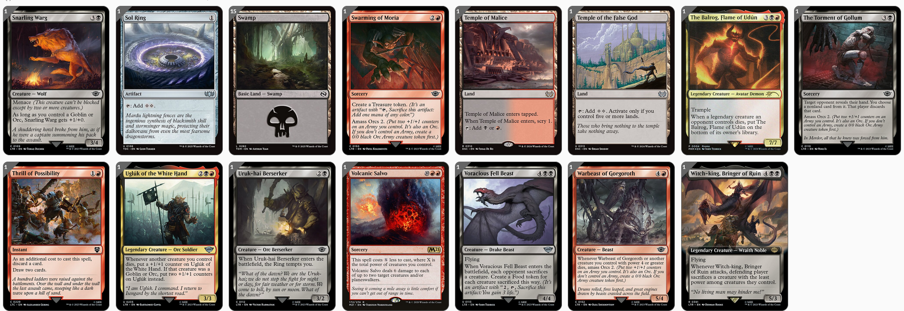 MTG Magic the Gathering Commander Deck - Sauron, the Lidless Eye (Orcs, Amass)