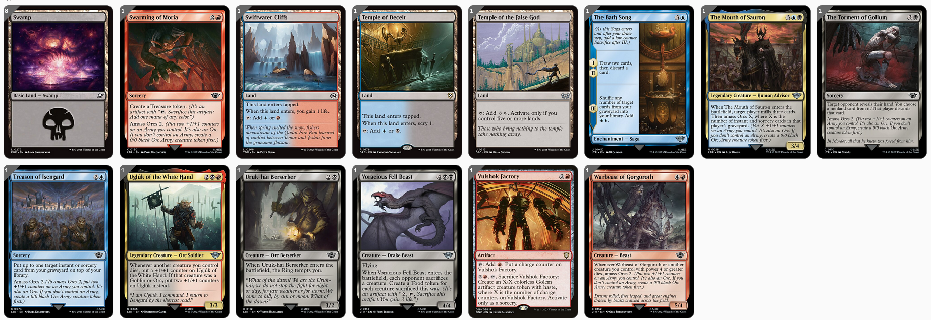 MTG Magic the Gathering Commander Deck - Sauron, the Dark Lord (Orcs, Amass)
