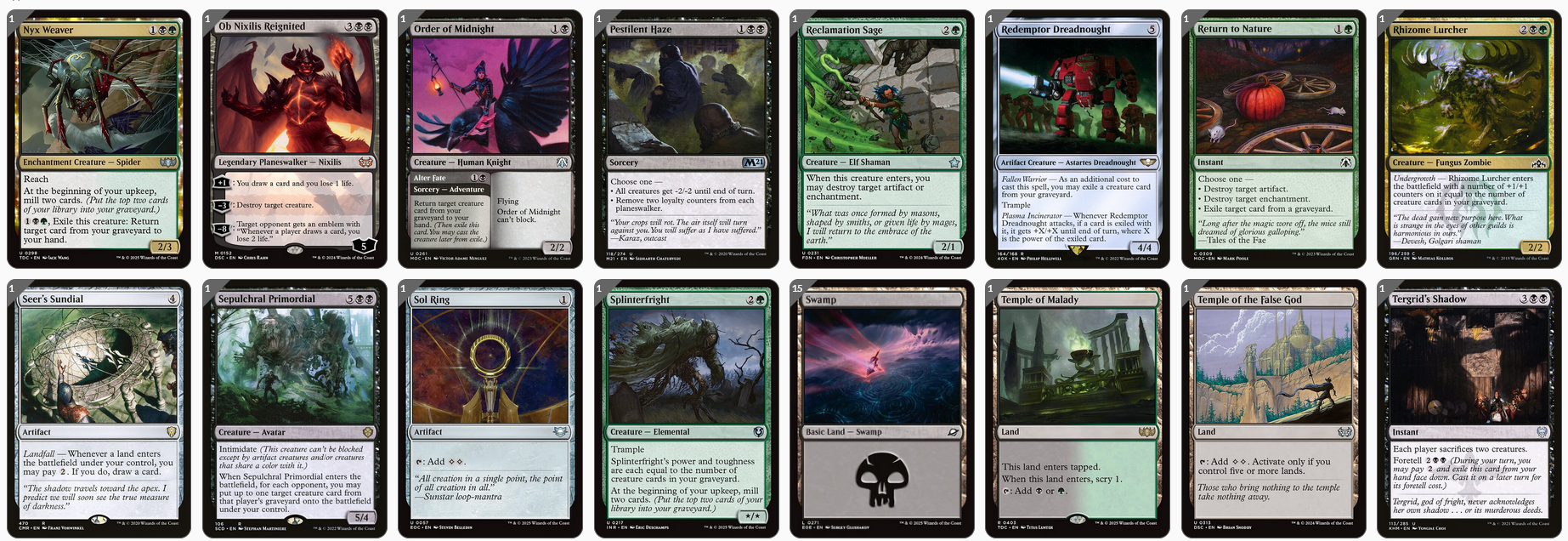 MTG Magic 100-Karten Commander Deck - Old Stickfingers (Friedhof) Grün/Schwarz