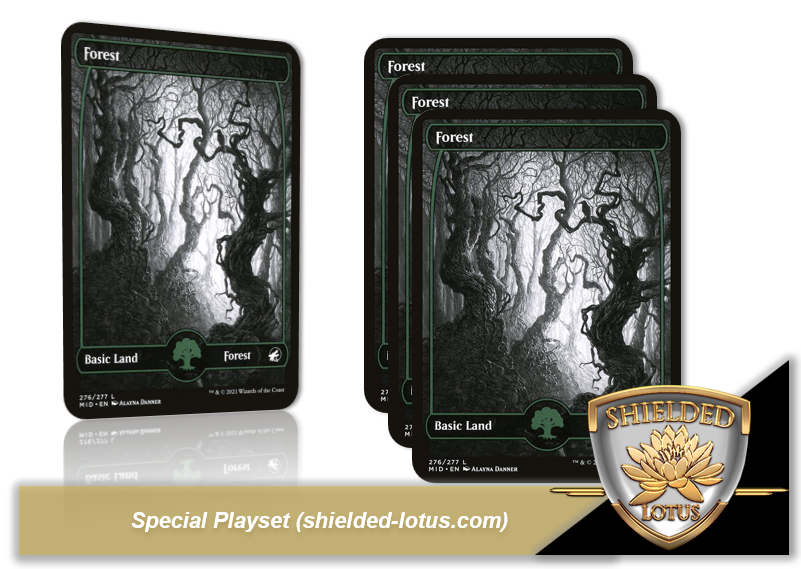 MTG Innistrad: Mitternachtsjagd (Midnight Hunt) - Forest V1 (4x Full Art Playset) EX/NM