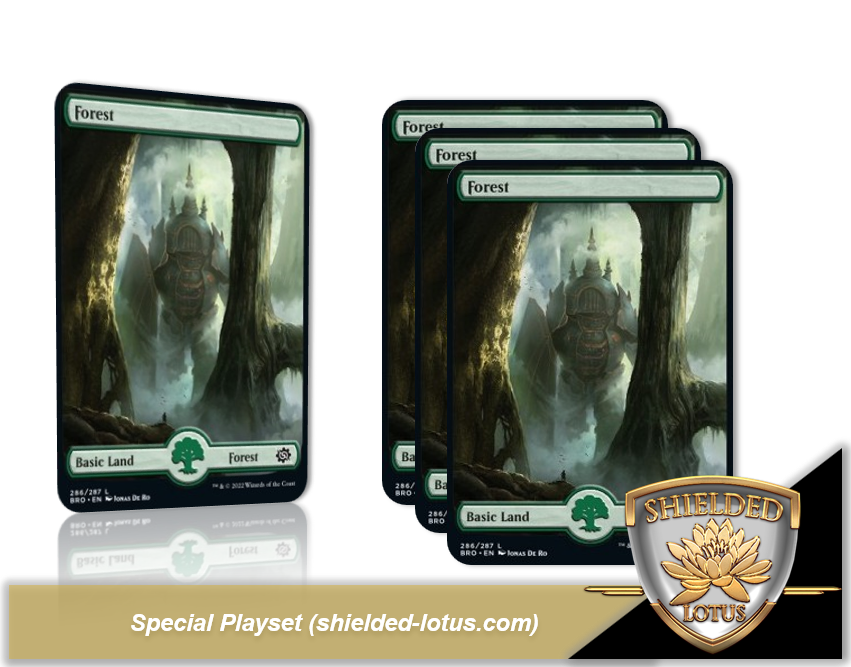 MTG Krieg der Brüder (Brothers War) - Forest (4x Full Art Playset) EX/NM